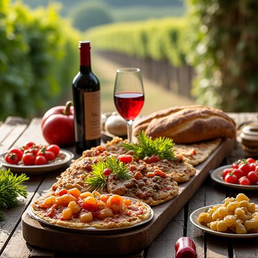 Tavola imbandita con prodotti tipici toscani