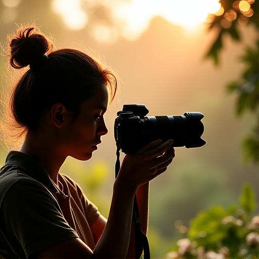 Fotografo che scatta foto nella natura