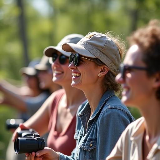 Ospiti sorridenti durante un tour di birdwatching.